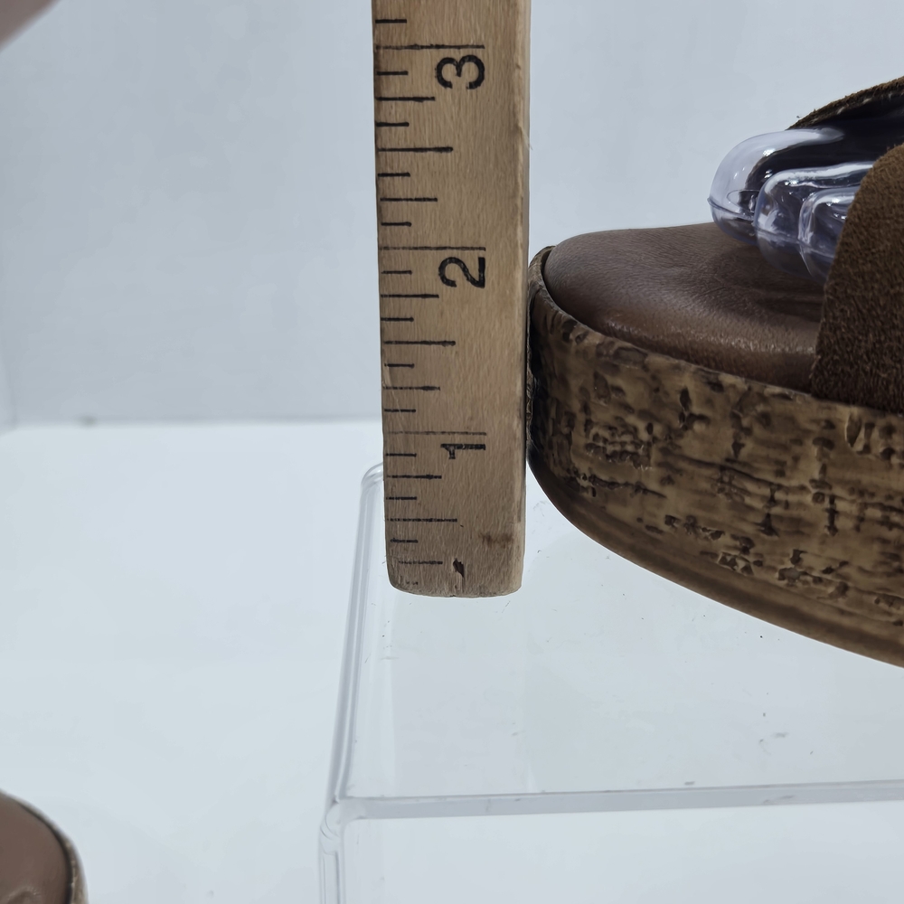 Lottini Camel Suede Crisscross Cork Platform Wedge Sandals Size EU 37 US 6 - Picture 11 of 13